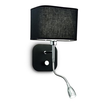 Ideal Lux - LED Joustava seinävalaisin 1xE14/40W/230V + LED/1W/230V musta