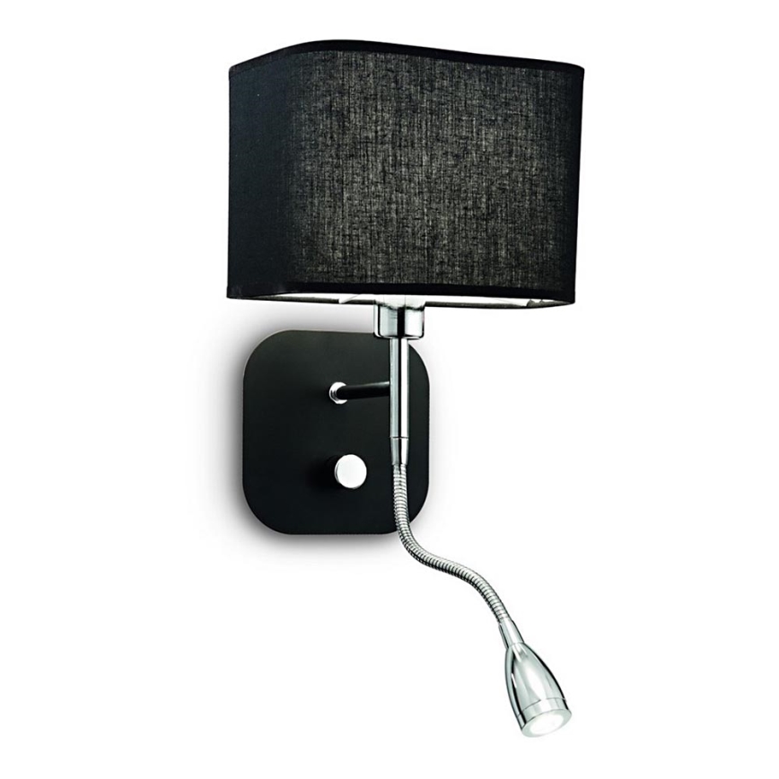 Ideal Lux - LED Joustava seinävalaisin 1xE14/40W/230V + LED/1W/230V musta