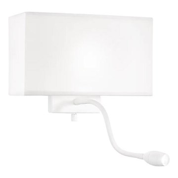 Ideal Lux - LED Joustava seinävalaisin HOTEL 1xE27/60W/230V + LED/1,5W valkoinen