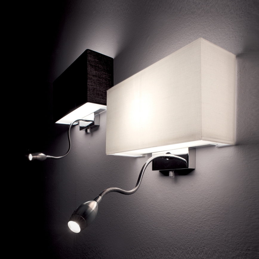 Ideal Lux - LED Joustava seinävalaisin HOTEL 1xE27/60W + LED/1,5W/230V