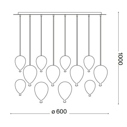 Ideal Lux - LED-kattokruunu johdossa CLOWN 12xG9/3W/230V halkaisija 60 cm värikäs