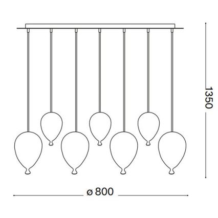 Ideal Lux - LED-kattokruunu johdossa CLOWN 7xG9/3W/230V 80 cm värikäs