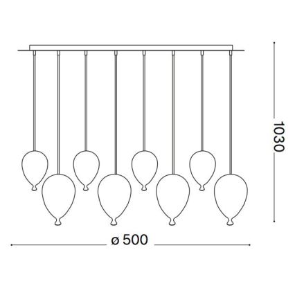 Ideal Lux - LED-kattokruunu johdossa CLOWN 8xG9/3W/230V halkaisija 50 cm värikäs