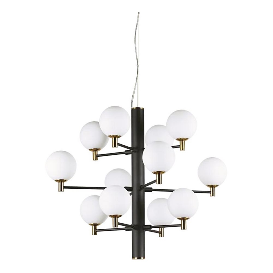 Ideal Lux - LED-kattokruunu johdossa COPERNICO 12xG9/3W/230V halkaisija 71 cm musta