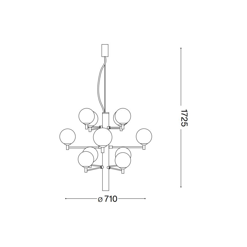 Ideal Lux - LED-kattokruunu johdossa COPERNICO 12xG9/3W/230V halkaisija 71 cm musta