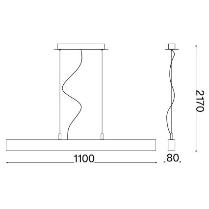 Ideal Lux - LED-kattokruunu johdossa CRAFT LED/32W/230V CRI 90 pyökki