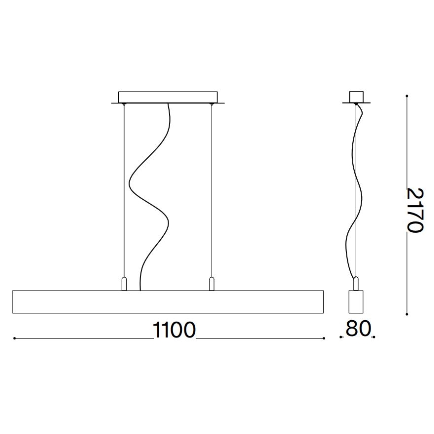 Ideal Lux - LED-kattokruunu johdossa CRAFT LED/32W/230V CRI 90 pyökki