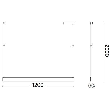 Ideal Lux - LED-kattokruunu johdossa DESK LED/36W/230V 120 cm CRI 90 valkoinen