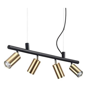 Ideal Lux - LED-kattokruunu johdossa DYNAMITE 4xGU10/7W/230V CRI 90 musta/messinki