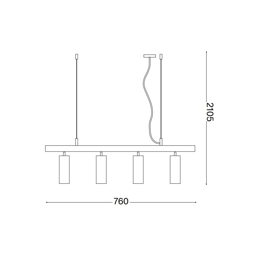 Ideal Lux - LED-kattokruunu johdossa DYNAMITE 4xGU10/7W/230V CRI 90 musta/messinki