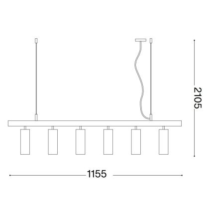 Ideal Lux - LED-kattokruunu johdossa DYNAMITE 6xGU10/7W/230V CRI 90 valkoinen