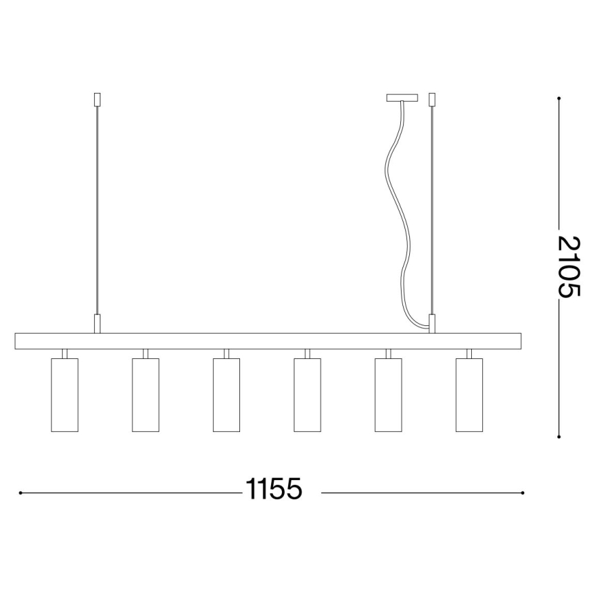 Ideal Lux - LED-kattokruunu johdossa DYNAMITE 6xGU10/7W/230V CRI 90 musta