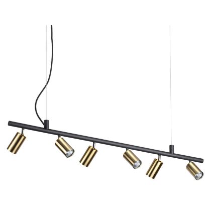 Ideal Lux - LED-kattokruunu johdossa DYNAMITE 6xGU10/7W/230V CRI 90 musta/messinki