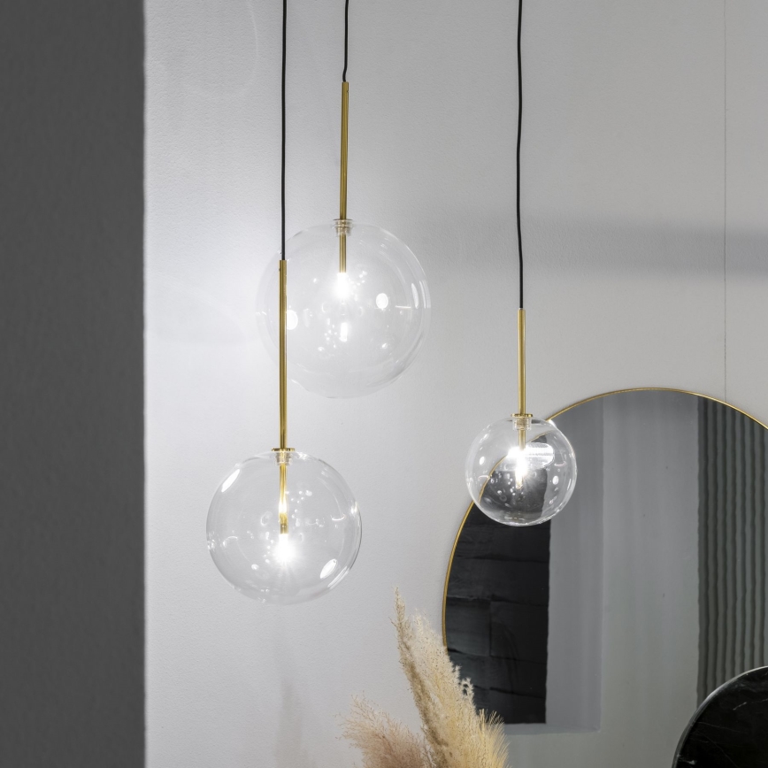 Ideal Lux - LED-kattokruunu johdossa EQUINOXE 1xG4/2W/230V halkaisija 15 cm messinki/läpinäkyvä