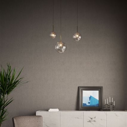 Ideal Lux - LED-kattokruunu johdossa EQUINOXE 1xG4/2W/230V halkaisija 15 cm messinki/läpinäkyvä
