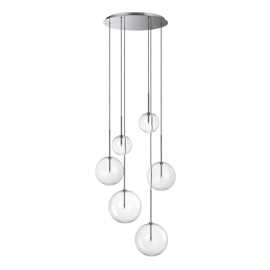 Ideal Lux - LED-kattokruunu johdossa EQUINOXE 6xG4/2W/230V halkaisija 65 cm kiiltävä kromi/läpinäkyvä