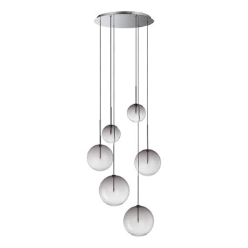 Ideal Lux - LED-kattokruunu johdossa EQUINOXE 6xG4/2W/230V halkaisija 65 cm kiiltävä kromi/savuinen