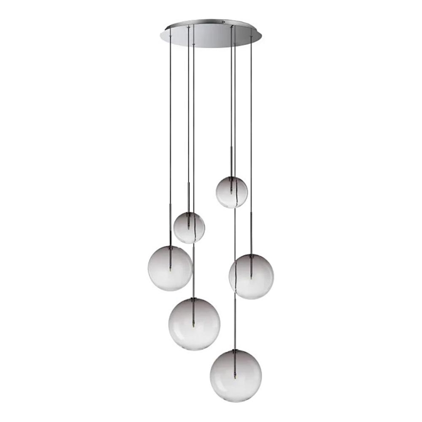 Ideal Lux - LED-kattokruunu johdossa EQUINOXE 6xG4/2W/230V halkaisija 65 cm kiiltävä kromi/savuinen