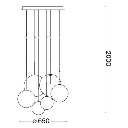Ideal Lux - LED-kattokruunu johdossa EQUINOXE 6xG4/2W/230V halkaisija 65 cm kiiltävä kromi/savuinen