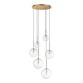 Ideal Lux - LED-kattokruunu johdossa EQUINOXE 6xG4/2W/230V halkaisija 65 cm messinki/läpinäkyvä