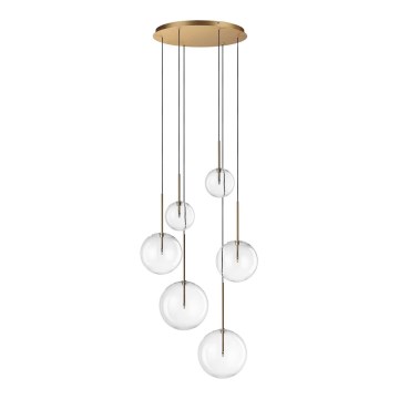 Ideal Lux - LED-kattokruunu johdossa EQUINOXE 6xG4/2W/230V halkaisija 65 cm messinki/läpinäkyvä