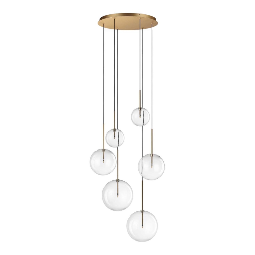 Ideal Lux - LED-kattokruunu johdossa EQUINOXE 6xG4/2W/230V halkaisija 65 cm messinki/läpinäkyvä