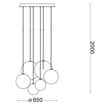 Ideal Lux - LED-kattokruunu johdossa EQUINOXE 6xG4/2W/230V halkaisija 65 cm messinki/läpinäkyvä