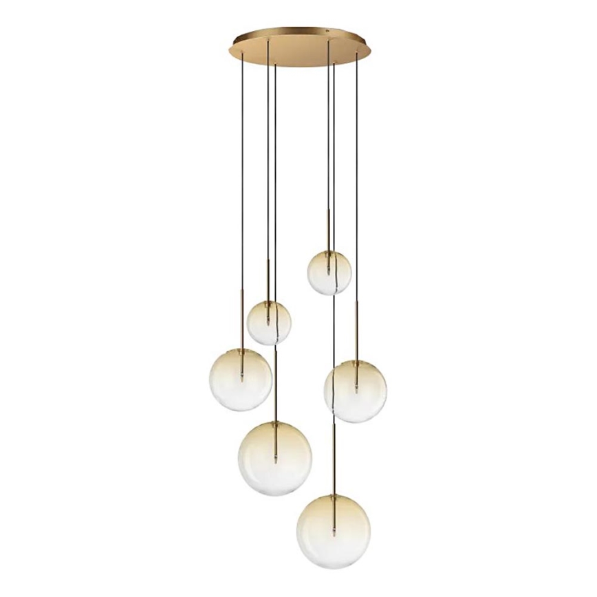 Ideal Lux - LED-kattokruunu johdossa EQUINOXE 6xG4/2W/230V halkaisija 65 cm messinki/savuinen