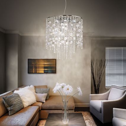 Ideal Lux - LED-kristallikruunu johdossa EVASIONE 8xG9/3W/230V halkaisija 41 cm kiiltävä kromi
