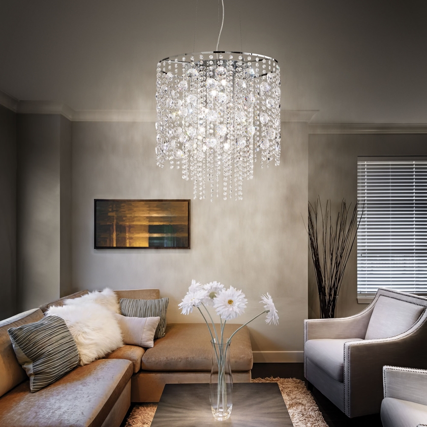 Ideal Lux - LED-kristallikruunu johdossa EVASIONE 8xG9/3W/230V halkaisija 41 cm kiiltävä kromi