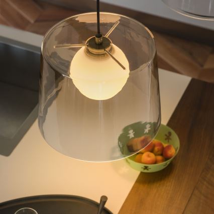 Ideal Lux - LED-kattokruunu johdossa FADE 1xG9/3W/230V halkaisija 27,3 cm kulta/savuinen