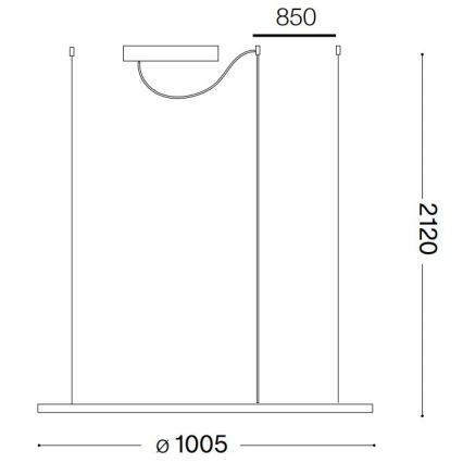Ideal Lux - LED-kattokruunu johdossa HULAHOOP LED/46W/230V 3000K halkaisija 100 cm CRI 90 valkoinen