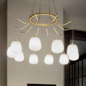 Ideal Lux - LED-kattokruunu johdossa KAROUSEL 10xG9/3W/230V halkaisija 82,5 cm messinki