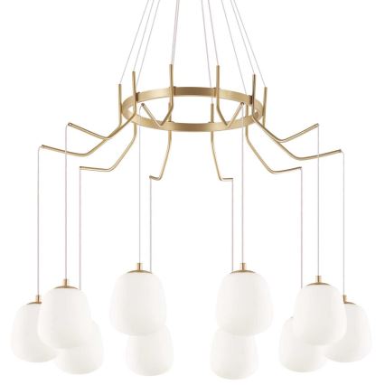 Ideal Lux - LED-kattokruunu johdossa KAROUSEL 10xG9/3W/230V halkaisija 82,5 cm messinki