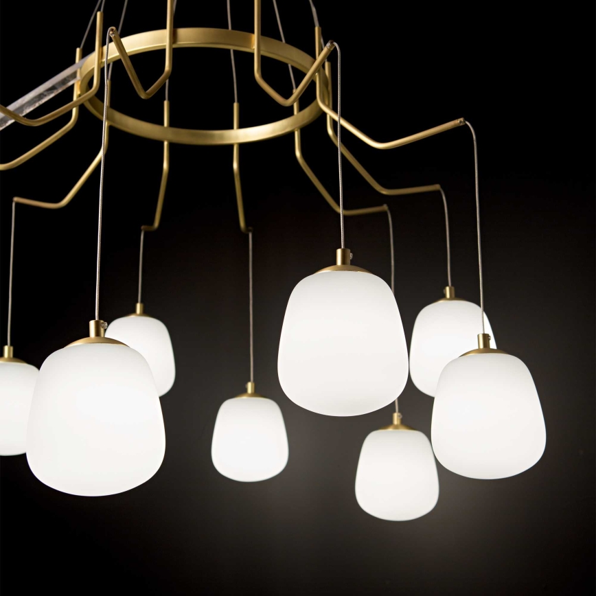 Ideal Lux - LED-kattokruunu johdossa KAROUSEL 10xG9/3W/230V halkaisija 82,5 cm messinki