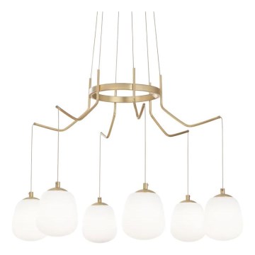 Ideal Lux - LED-kattokruunu johdossa KAROUSEL 6xG9/3W/230V halkaisija 72 cm messinki