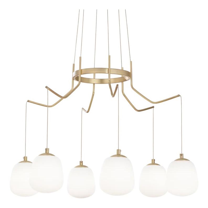 Ideal Lux - LED-kattokruunu johdossa KAROUSEL 6xG9/3W/230V halkaisija 72 cm messinki