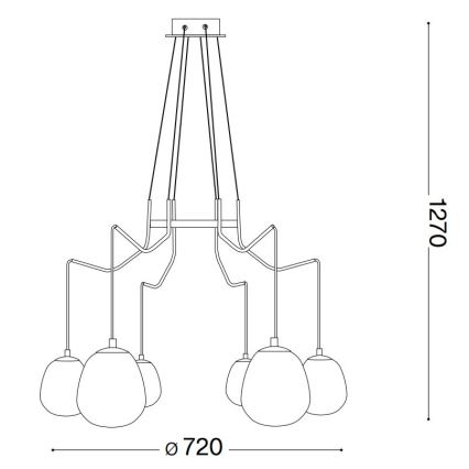 Ideal Lux - LED-kattokruunu johdossa KAROUSEL 6xG9/3W/230V halkaisija 72 cm messinki