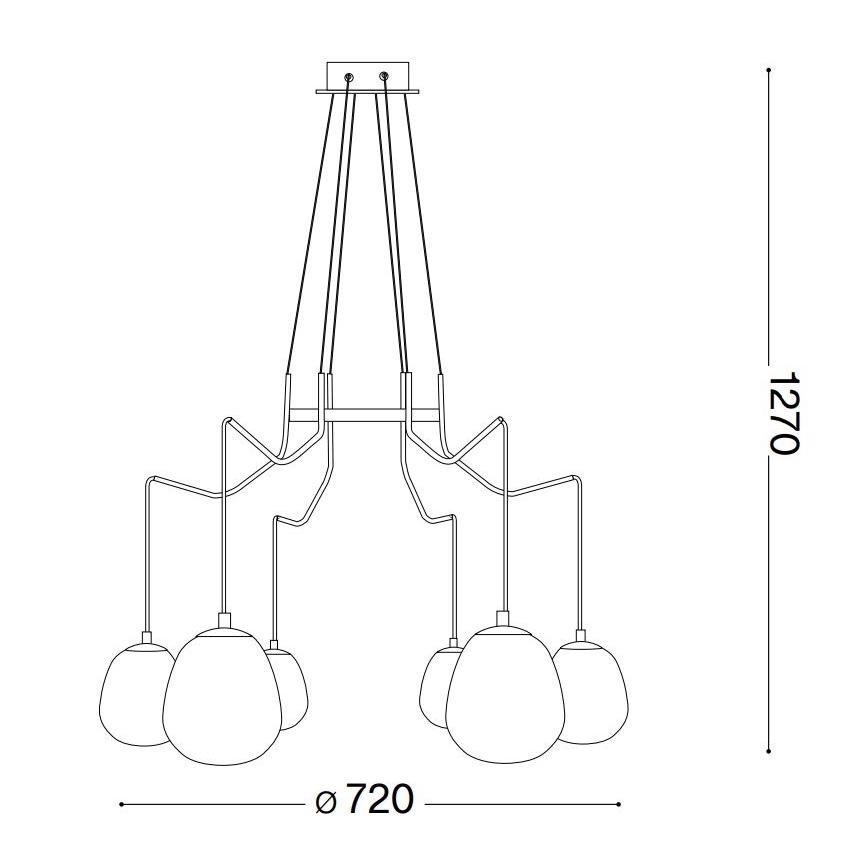 Ideal Lux - LED-kattokruunu johdossa KAROUSEL 6xG9/3W/230V halkaisija 72 cm messinki
