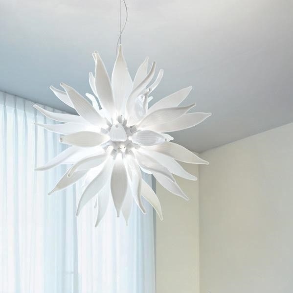 Ideal Lux - LED-kattokruunu johdossa LEAVES 12xG9/3W/230V halkaisija 80 cm valkoinen