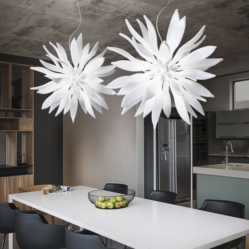 Ideal Lux - LED-kattokruunu johdossa LEAVES 8xG9/3W/230V halkaisija 63 cm valkoinen