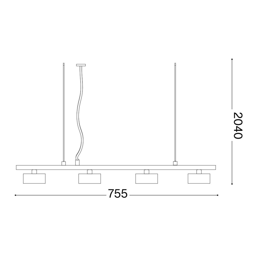 Ideal Lux - LED-kattokruunu johdossa MINOR 4xGX53/9W/230V 75,5 cm musta