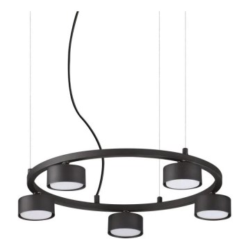 Ideal Lux - LED-kattokruunu johdossa MINOR 5xGX53/9W/230V halkaisija 50 cm musta