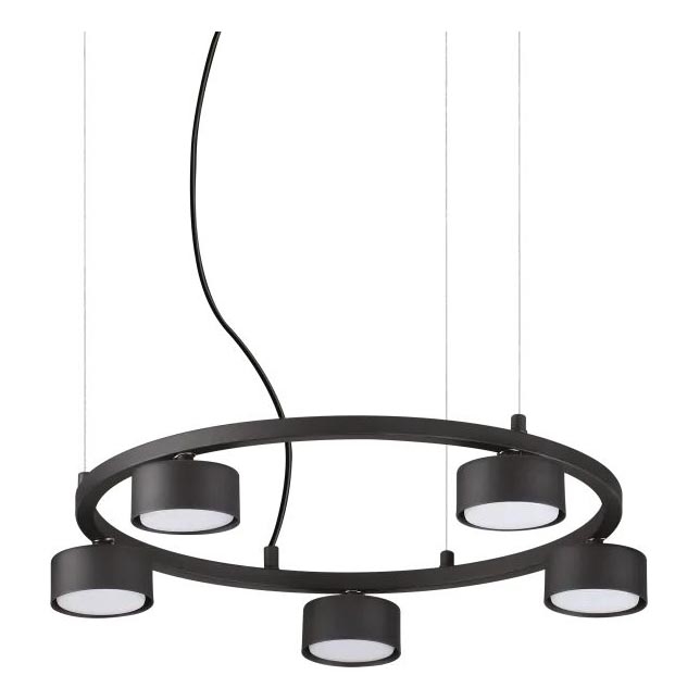 Ideal Lux - LED-kattokruunu johdossa MINOR 5xGX53/9W/230V halkaisija 50 cm musta