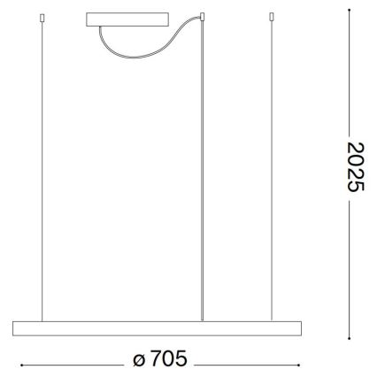 Ideal Lux - LED-kattokruunu johdossa ORACLE SLIM LED/38W/230V 3000K halkaisija 70 cm musta