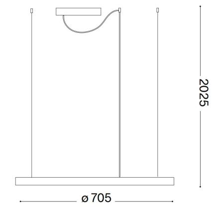 Ideal Lux - LED-kattokruunu johdossa ORACLE SLIM LED/38W/230V 4000K halkaisija 70 cm valkoinen
