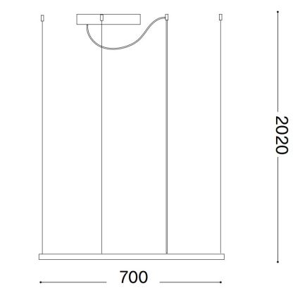 Ideal Lux - LED-kattokruunu johdossa ORACLE SLIM LED/41W/230V 3000K 70x70 cm musta