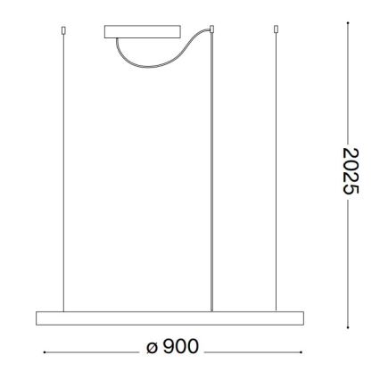 Ideal Lux - Himmennettävä LED-kattokruunu johdossa ORACLE SLIM LED/43W/230V 3000K halkaisija 90 cm musta