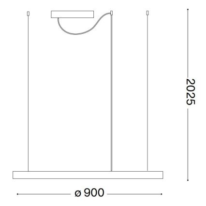 Ideal Lux - LED-kattokruunu johdossa ORACLE SLIM LED/53W/230V 2700K halkaisija 90 cm musta