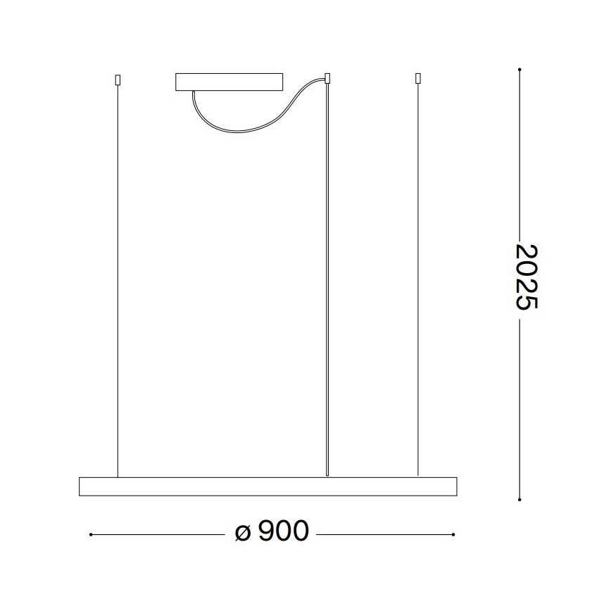 Ideal Lux - LED-kattokruunu johdossa ORACLE SLIM LED/53W/230V 2700K halkaisija 90 cm musta